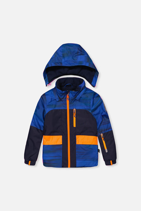 Two Piece Play Snowsuit Navy Blue And Orange With Blue Pants-4