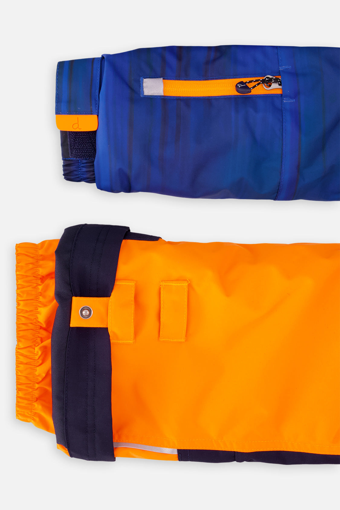 Deux par Deux Two Piece Play Snowsuit Navy Blue And Orange With Orange Pants
