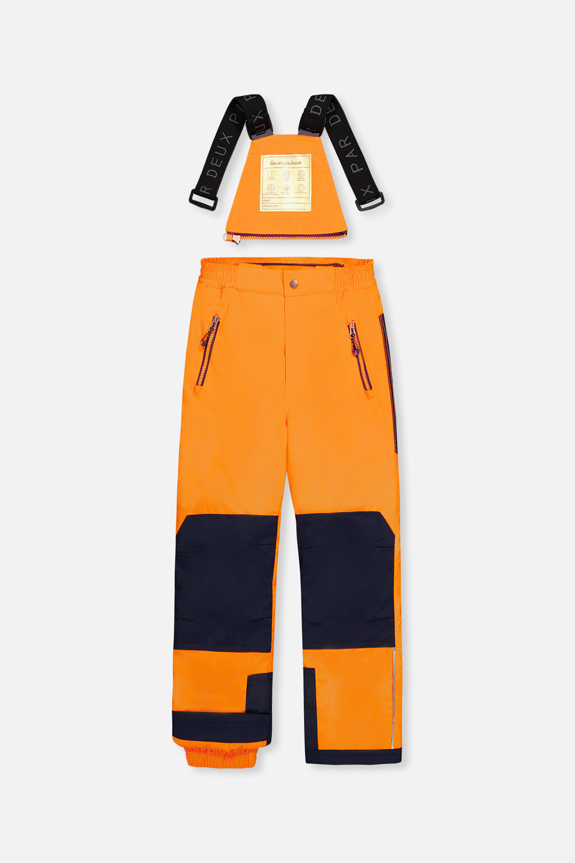 Deux par Deux Two Piece Play Snowsuit Navy Blue And Orange With Orange Pants