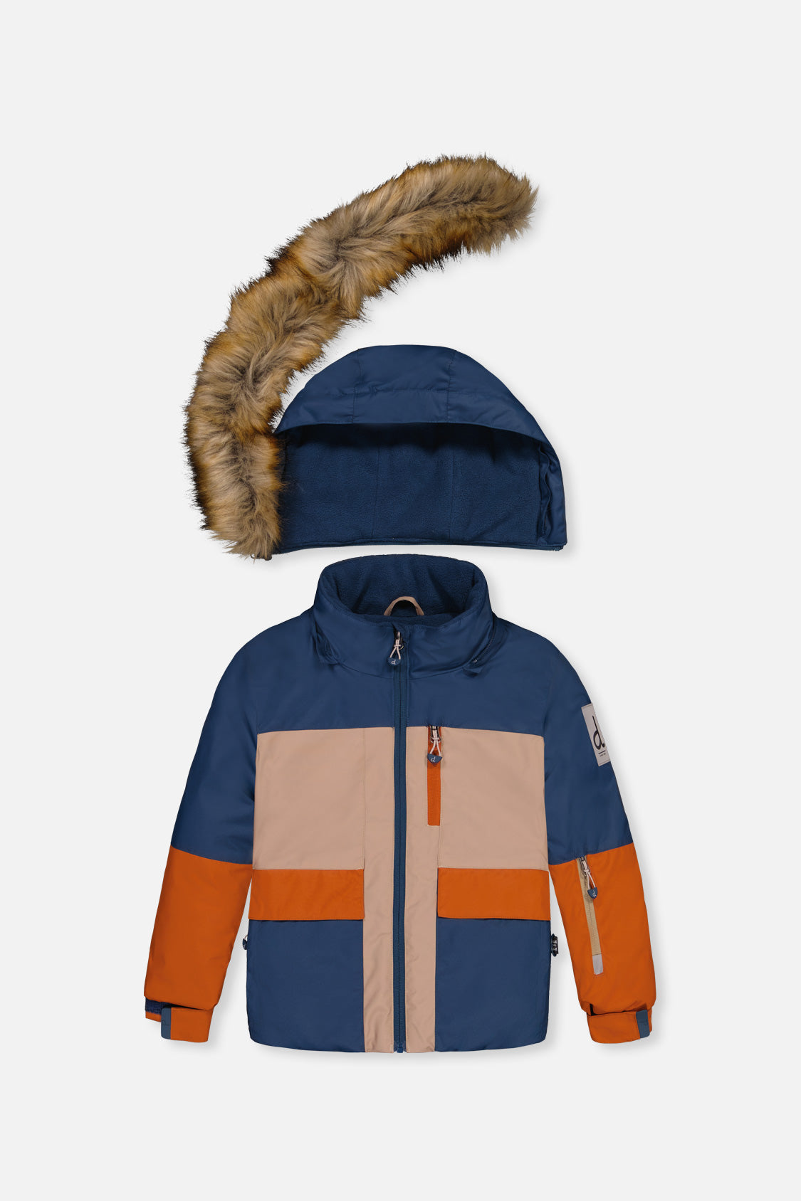Deux par Deux Two Piece Play Snowsuit Navy And Rust Colorblock With Blue Bear Print Pants