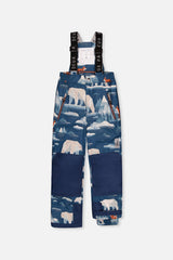 Deux par Deux Two Piece Play Snowsuit Navy And Rust Colorblock With Blue Bear Print Pants