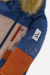 Deux par Deux Two Piece Play Snowsuit Navy And Rust Colorblock With Blue Bear Print Pants