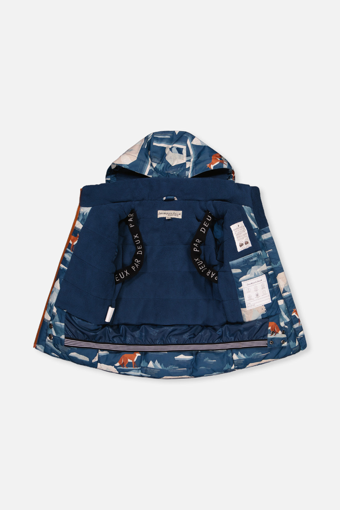 Deux par Deux Two Piece Play Snowsuit Blue Bear Print With Rust Pants