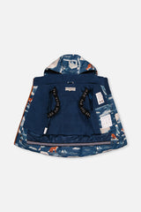 Deux par Deux Two Piece Play Snowsuit Blue Bear Print With Rust Pants