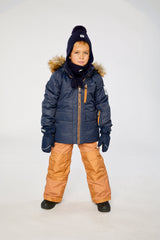 Two Piece Play Snowsuit Navy Blue With Brown Pants-1