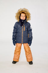 Two Piece Play Snowsuit Navy Blue With Brown Pants-2
