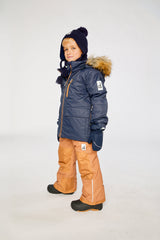 Two Piece Play Snowsuit Navy Blue With Brown Pants-3