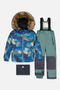 Two Piece Play Snowsuit Blue Camouflage Print With Green Pants-0