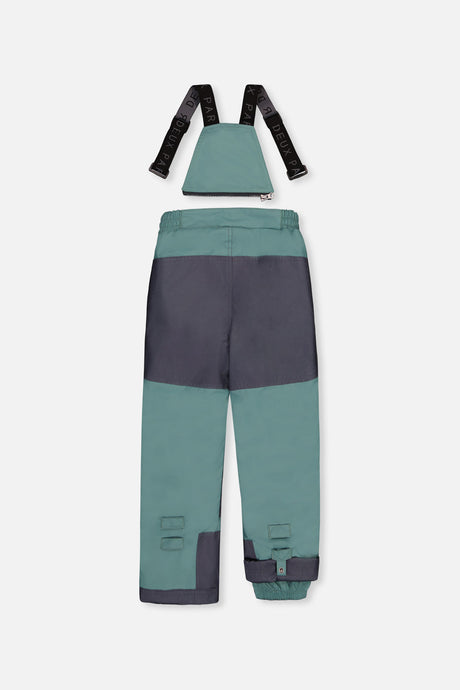 Deux par Deux boys' PLAY snowsuit, blue camouflage jacket with green pants, alternate angle