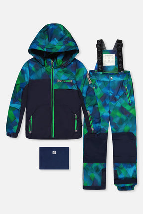 Two Piece Play Snowsuit Blue And Green Checkered Print-0