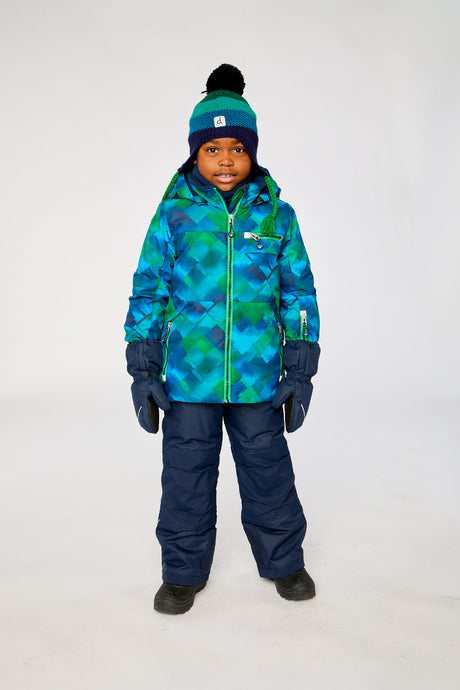 Two Piece Play Snowsuit Blue And Green Checkered Print With Navy Pants-1