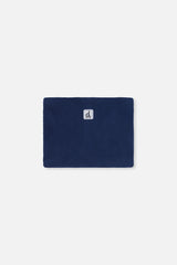 Navy polar fleece neckwarmer included with the Deux par Deux PLAY snowsuit