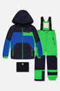 Two Piece Play Snowsuit Royal Blue And Green Colorblock-0