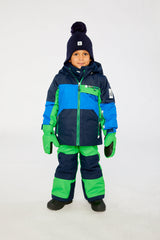 Two Piece Play Snowsuit Royal Blue And Green Colorblock-3