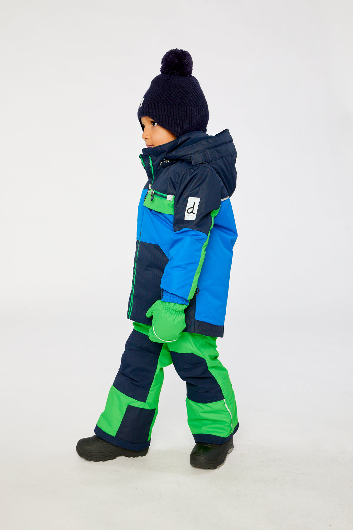 Two Piece Play Snowsuit Royal Blue And Green Colorblock-4