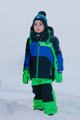 Two Piece Play Snowsuit Royal Blue And Green Colorblock-1