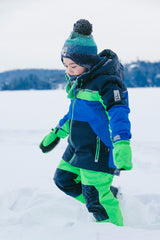 Two Piece Play Snowsuit Royal Blue And Green Colorblock-2