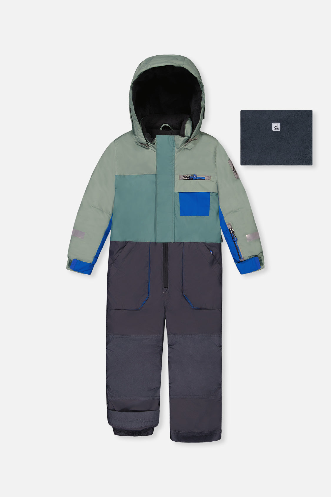 Kids One Piece Play Snowsuit Sage Green And Grey-0