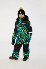 Kids One Piece Play Snowsuit Blue Checkered Print-2