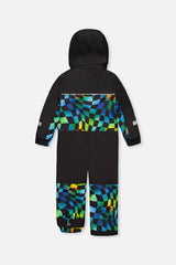 Kids One Piece Play Snowsuit Blue Checkered Print-4