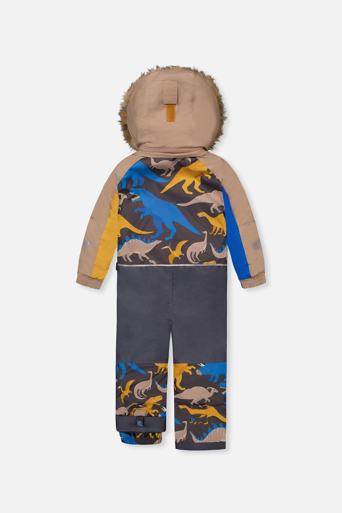 Deux par Deux grey and blue dinosaur one-piece PLAY snowsuit, product photo 2