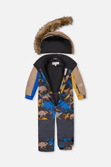 Deux par Deux grey and blue dinosaur one-piece PLAY snowsuit, product photo 3