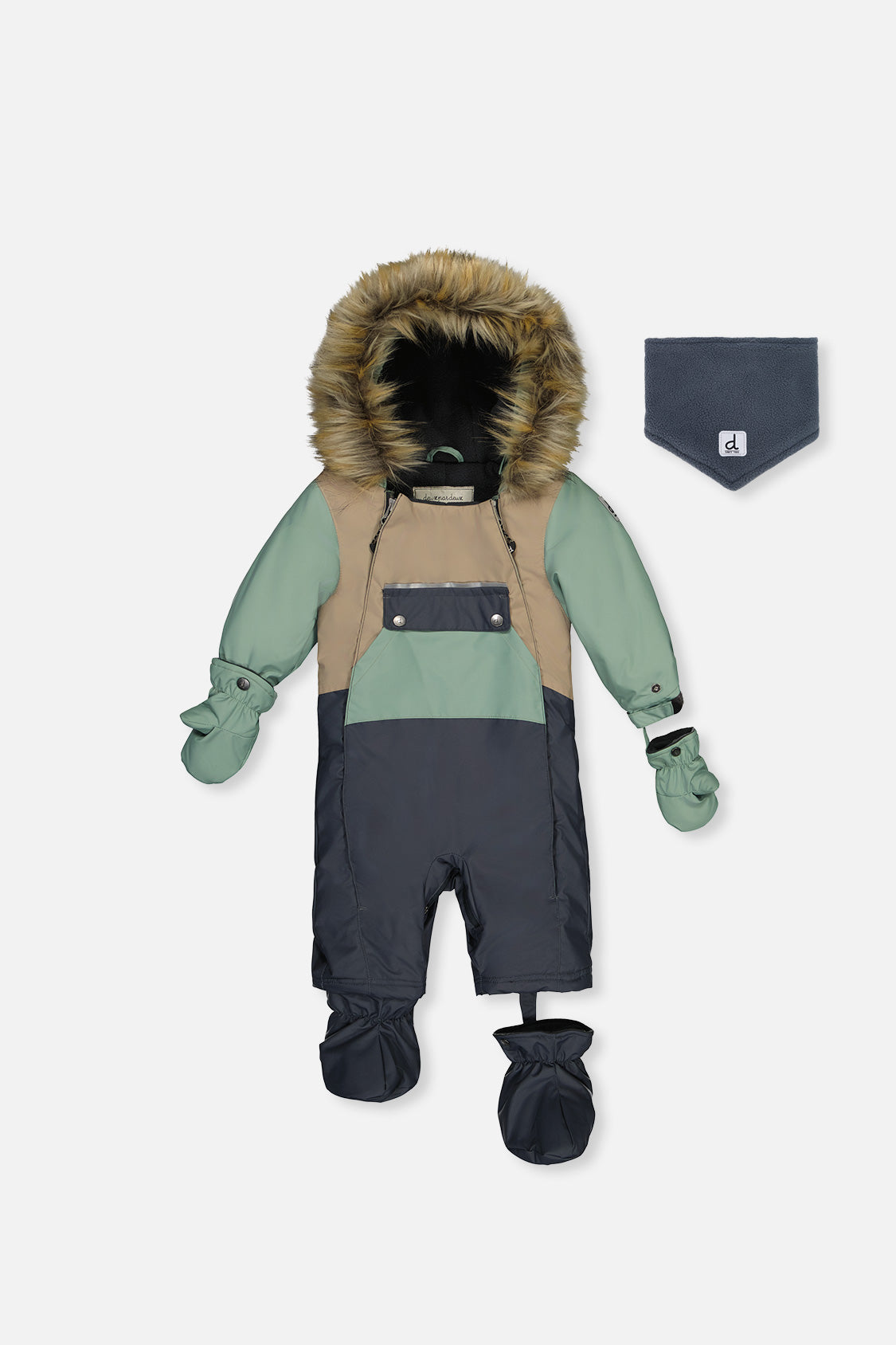 Baby One Piece Snowsuit Adapted For Car Seats Cool Dark Grey-0