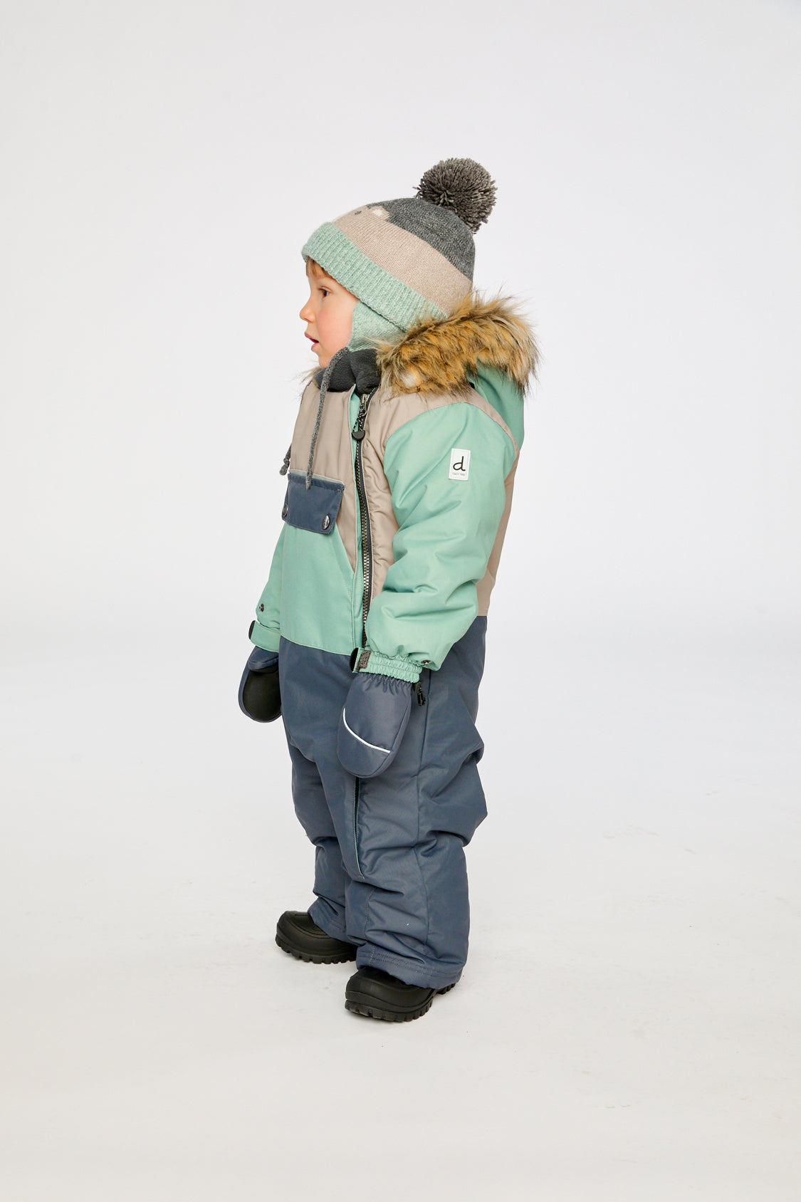 Baby One Piece Snowsuit Adapted For Car Seats Cool Dark Grey-2