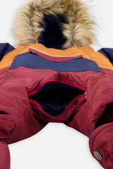 Deux par Deux baby boys' one-piece car-seat snowsuit in burgundy, another studio view