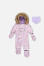 Baby One Piece Snowsuit Adapted For Car Seats Purple Cat Print-0
