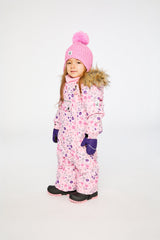Baby One Piece Snowsuit Adapted For Car Seats Pink Mini Flower Print-2