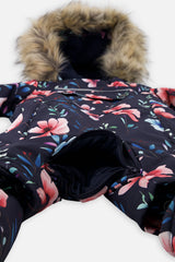 Deux par Deux Baby One Piece Snowsuit Adapted For Car Seats Blue Floral Print