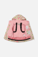 Two Piece Play Snowsuit Pink Minit Flower Print With Pink Pants-3