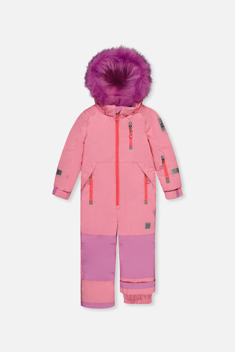 Kids One Piece Play Snowsuit Pink-0