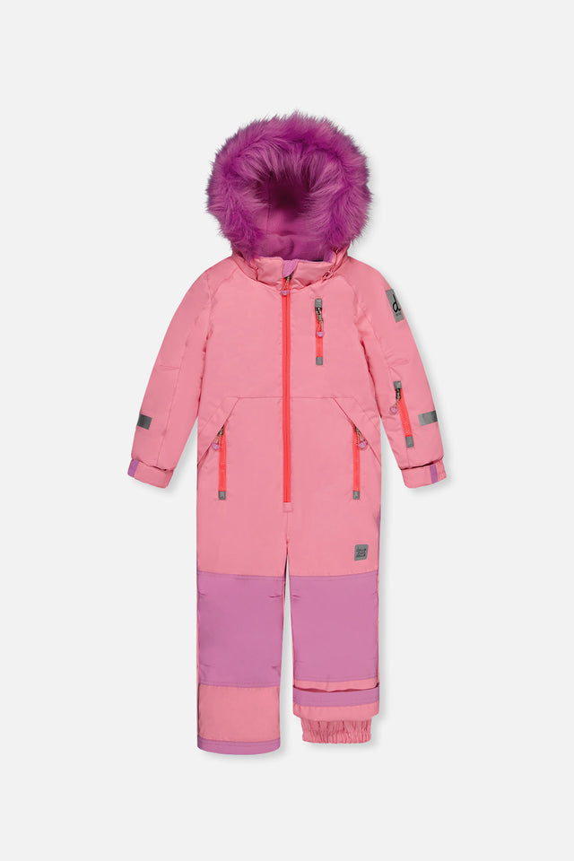 Kids One Piece Play Snowsuit Pink-0
