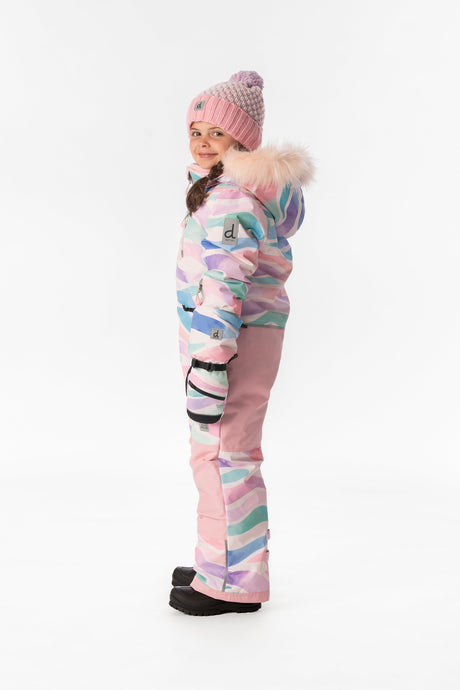 Kids One Piece Play Snowsuit Multicolored Line Print-2