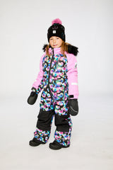 Kids One Piece Play Snowsuit Black Heart Print-2