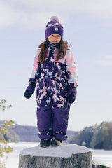Kids One Piece Play Snowsuit Purple Unicorn Print-1