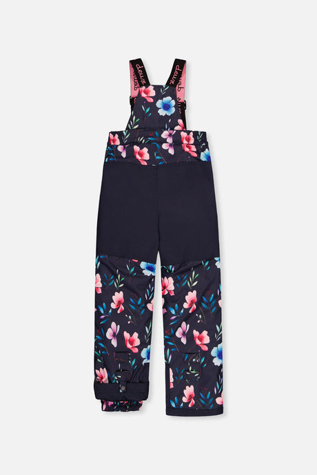 Deux par Deux girls' PLAY snowsuit, pink colorblock and floral print, alternate angle