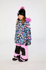 Two Piece Play Snowsuit Black Heart Print With Pink Pants-3