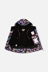 Deux par Deux heart-print PLAY jacket opened to show the black lining and inner straps
