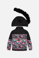 Deux par Deux PLAY black zebra print snowsuit, alternate view 3
