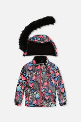 Two Piece Play Snowsuit Black Zebra Print With Pink Pants-4