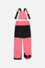 Deux par Deux girls' PLAY snowsuit, black zebra-print jacket with pink pants, alternate angle