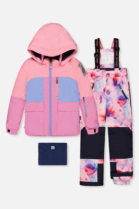 Deux par Deux girls PLAY pink purple watercolor floral snowsuit -30°C 10K sizes 2-14