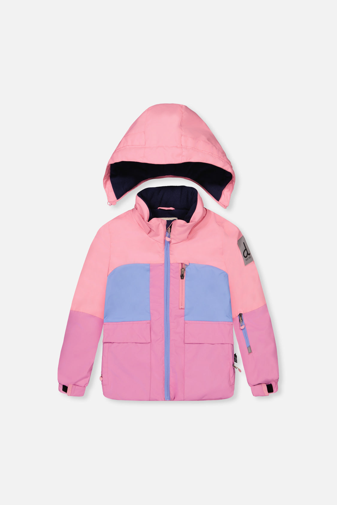 Two Piece Play Snowsuit Pink And Purple Colorblock With Watercolor Floral Print Pants-4