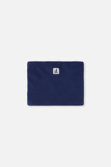 Navy polar fleece neckwarmer included with the pink and purple PLAY snowsuit