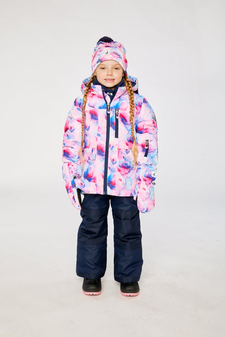 Two Piece Play Snowsuit Mauve Watercolor Floral Print With Navy Pants-3