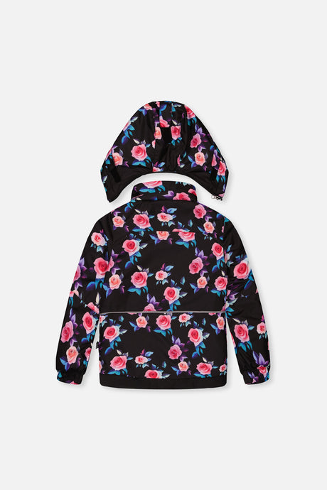 Deux par Deux black rose-print PLAY jacket, back view