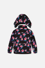 Deux par Deux girls' PLAY two-piece snowsuit in black rose print, alternate view